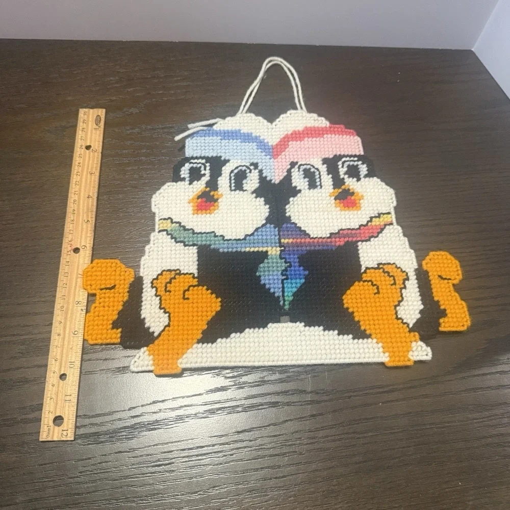 Two winter plastic canvas penguins‎